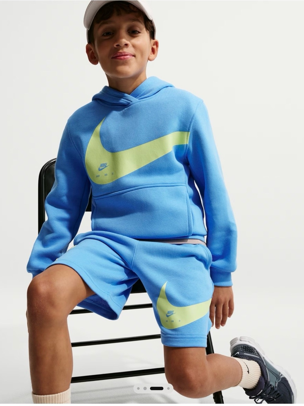 Nike kids Sportswear Clue Hoodie and Shorts Set with Yellow Swoosh